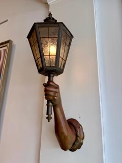 Pair of Venetian Patinated Bronze Arm Wall Mounted Lanterns - 4620041