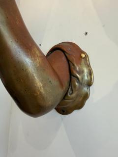 Pair of Venetian Patinated Bronze Arm Wall Mounted Lanterns - 4620051