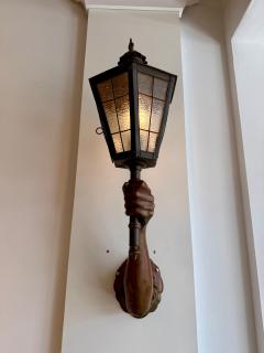 Pair of Venetian Patinated Bronze Arm Wall Mounted Lanterns - 4620067