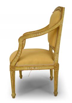 Pair of Venetian Yellow Painted Floral Arm Chairs - 1399724