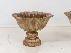 Pair of Verdigris Painted Iron Tazzas or Urns English late 20th Century - 3345228