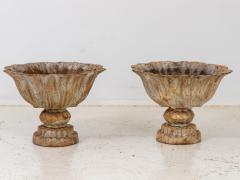 Pair of Verdigris Painted Iron Tazzas or Urns English late 20th Century - 3345229