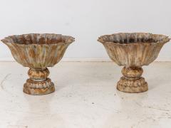 Pair of Verdigris Painted Iron Tazzas or Urns English late 20th Century - 3345231