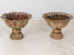 Pair of Verdigris Painted Iron Tazzas or Urns English late 20th Century - 3345232