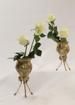 Pair of Vermeil Continental Silver Footed Vases - 3254024