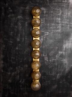 Pair of Vertical Brass and Smoked Textured Glass Globe Wall Sconces - 4693243