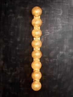 Pair of Vertical Brass and Smoked Textured Glass Globe Wall Sconces - 4693244