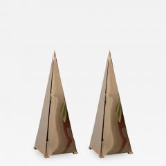 Pair of Very Huge Brass Pyramid Table Lamps - 551861