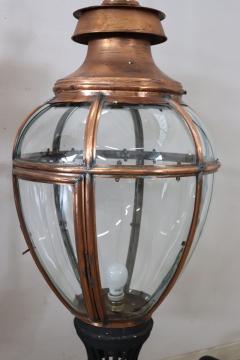 Pair of Very Large Copper and Glass Lanterns Italy 1940s - 4229129