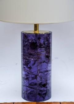 Pair of Vibrant Purple Fractale Resin Table Lamps - 1174487