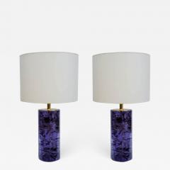 Pair of Vibrant Purple Fractale Resin Table Lamps - 1175185