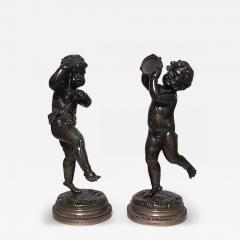 Pair of Victorian Bronze Musical Cupids - 4642317