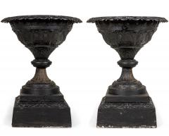 Pair of Victorian Cast Iron Outdoor Urns - 4639950