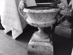 Pair of Victorian Cast Iron Urns Stamped Kramer Foundry - 344239