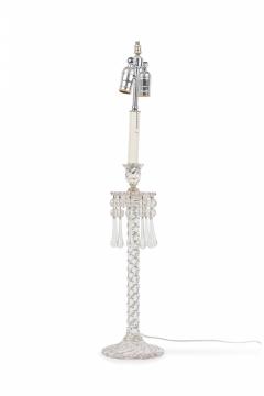 Pair of Victorian Cut Crystal Glass Table Lamps with Pleated Swirl Shades - 4171030