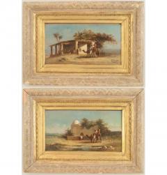 Pair of Victorian Middle Eastern Scene Oil Paintings - 4651133