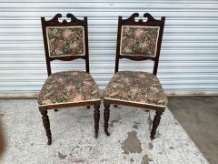Pair of Victorian Parlor chairs with casters on front legs - 4306785