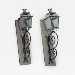 Pair of Victorian Style Iron and Glass Parisian Street Lanterns - 2135378