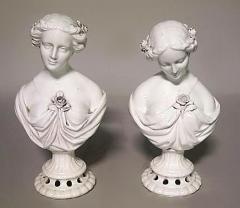 Pair of Victorian White Porcelain Female Bust - 4666811