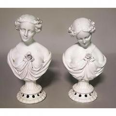 Pair of Victorian White Porcelain Female Bust - 4695040