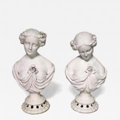 Pair of Victorian White Porcelain Female Bust - 4695139