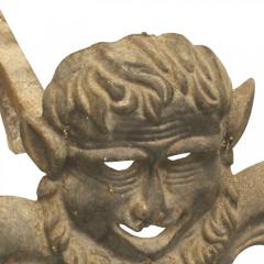 Pair of Victorian Wrought Iron Mask Andirons - 4198835