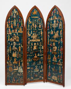 Pair of Victorian era folding screens Troubadour style England circa 1850 - 4730330