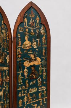 Pair of Victorian era folding screens Troubadour style England circa 1850 - 4730334