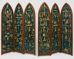 Pair of Victorian era folding screens Troubadour style England circa 1850 - 4796174