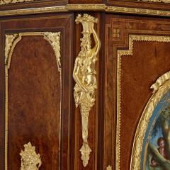 Pair of Victorian period amboyna cabinets with S vres style porcelain plaques - 1874765