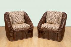 Pair of Vintage Bent Reed Lounge Chairs - 4571154