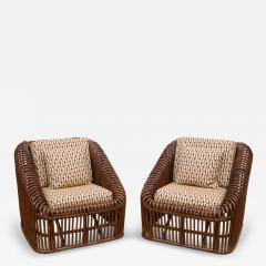 Pair of Vintage Bent Reed Lounge Chairs - 4576296