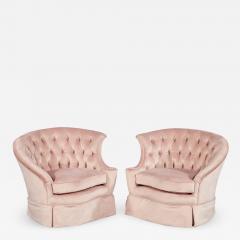 Pair of Vintage Boudoir Rose Velvet Lounge Chairs - 1998838