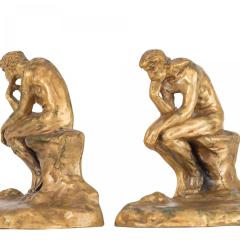 Pair of Vintage Brass The Thinker Bookends - 4197041