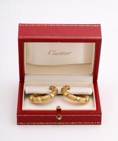 Pair of Vintage Cartier Paris Two Color Gold Hoop Earrings - 3731627