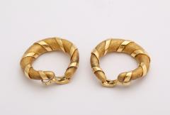 Pair of Vintage Cartier Paris Two Color Gold Hoop Earrings - 3731628