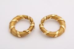 Pair of Vintage Cartier Paris Two Color Gold Hoop Earrings - 3731630