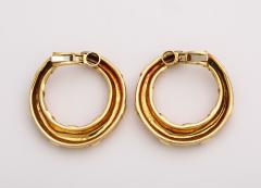 Pair of Vintage Cartier Paris Two Color Gold Hoop Earrings - 3731632