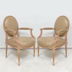 Pair of Vintage Cerused Oak Armchairs in the Neoclassic Manner - 3510251