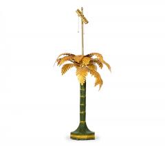 Pair of Vintage Chinese Gold and Green Tole Palm Tree Table Lamps - 4639881