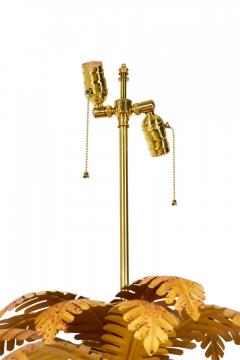 Pair of Vintage Chinese Gold and Green Tole Palm Tree Table Lamps - 4639890