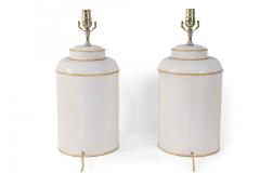 Pair of Vintage Chinese Hand Painted Tole Genre Scene Table Lamps - 4170912