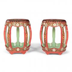 Pair of Vintage Chinese Lacquered and Painted Garden Seats - 4376710