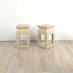 Pair of Vintage Cream Glazed Chinese Pottery Garden Seats circa 1980 - 4093714
