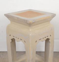 Pair of Vintage Cream Glazed Chinese Pottery Garden Seats circa 1980 - 4093717