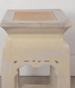 Pair of Vintage Cream Glazed Chinese Pottery Garden Seats circa 1980 - 4093718