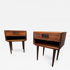 Pair of Vintage Danish Mid Century Modern Rosewood Nightstands - 3501614