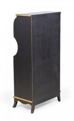 Pair of Vintage English Chinoiserie Gold and Black Painted Small Bookcases - 4170702
