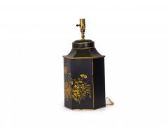 Pair of Vintage English Chinoiserie Hand Painted Tole Tea Caddy Table Lamps - 4170902