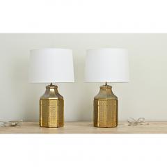Pair of Vintage Faux Cane Bamboo Lamps - 3560993
